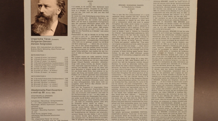 Brahms-Ungarische Tanze 1982 LP