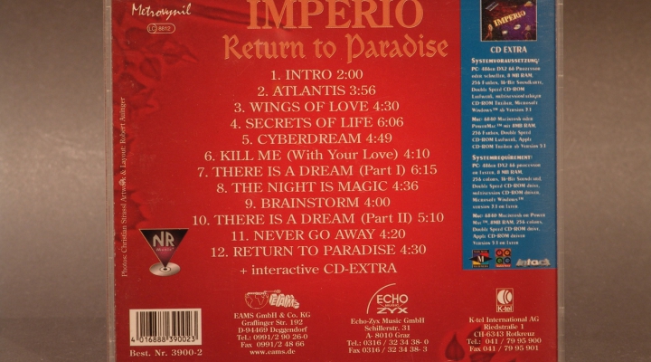 Imperio-Return To Paradise CD